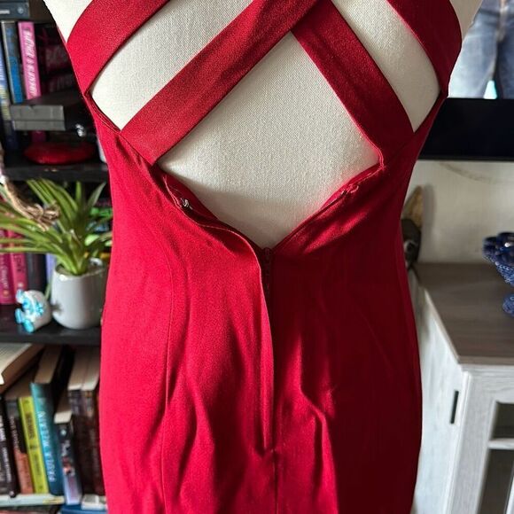 CDC size 4 Red Cross back fitted dress vintage 80s dress - Picture 8 of 8